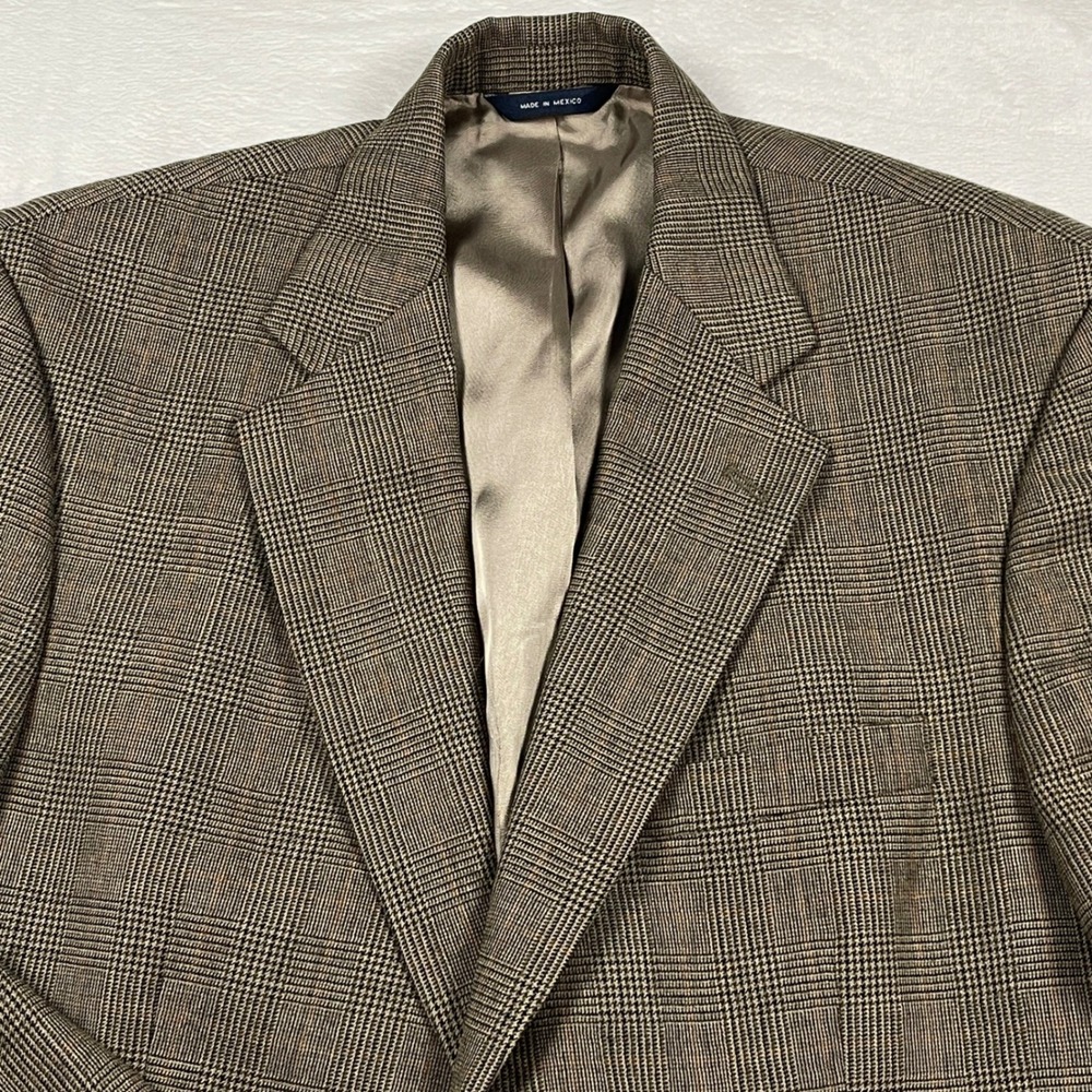 Brooks Brothers Mens 41 S Brown Glen Plaid 100% Wool 2 Button Blazer Sport Coat